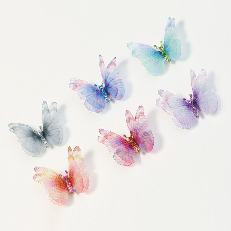 6 kom. Leptir Nail Art Charms Magnetic Pom Dekoracija za manikuru Svjetlucavi svileni dizajn Rhinestones Pribor za nakit 3D pomponi