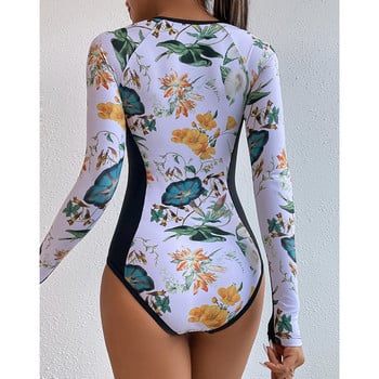 Riseado Sports One Piece μαγιό για γυναίκες Φερμουάρ μπροστά Rashguard Bodysuit Γυναικεία μαγιό 2023 Νέα μακρυμάνικα μαγιό