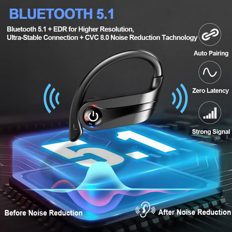 TWS Bluetooth 5.1 slušalice Bežične slušalice s mikrofonom 9D Stereo Gaming Sport Vodootporne slušalice Slušalice Led Punjač Kutija