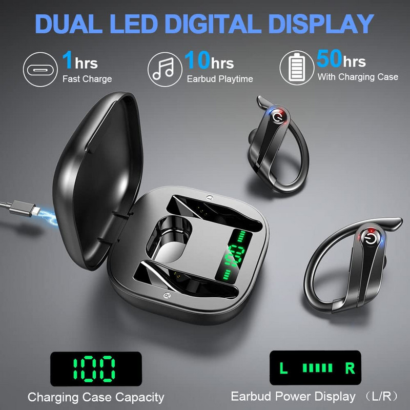 TWS Bluetooth 5.1 slušalice Bežične slušalice s mikrofonom 9D Stereo Gaming Sport Vodootporne slušalice Slušalice Led Punjač Kutija