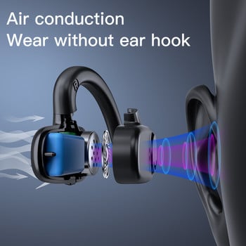 Слушалки с въздушна проводимост Bluetooth безжични водоустойчиви удобни за носене отворена кука за уши Леки спортни слушалки, които не се поставят в ушите