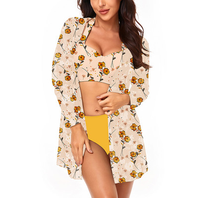 Riseado Seksi bikini s kimonom Kupaći kostimi Ženski kupaći kostimi visokog struka 2023 Novi kupaći kostimi Push Up Biquini Set Prekrivači za plažu