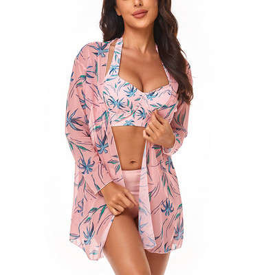 Riseado Seksi bikini s kimonom Kupaći kostimi Ženski kupaći kostimi visokog struka 2023 Novi kupaći kostimi Push Up Biquini Set Prekrivači za plažu