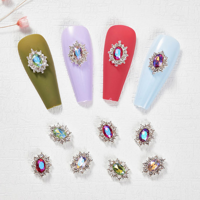 10 ps. Pietre prețioase pentru unghii A/B din aliaj, diamant mare de sticlă strălucitor pentru decorarea unghiilor Inimă 3D Cristal Artizanat Accesorii pentru unghii
