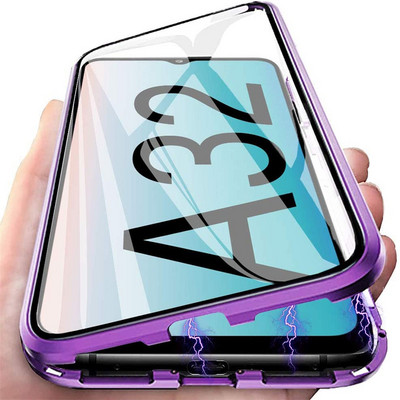 360 metalinis adsorbcinis dėklas, skirtas Samsung S22 S21 S20 S10 S23 S8 dvipusis stiklinis magnetinis buferis, skirtas Note 20 9 8 Plus Ultra Cover