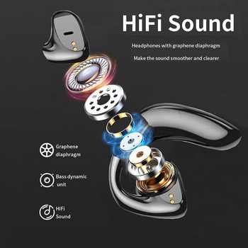 5.1 Ακουστικά Bluetooth Air Conduction Μείωση θορύβου Αθλητικά αδιάβροχα ασύρματα ακουστικά με Mic Ear Hooks Headsets Earbuds