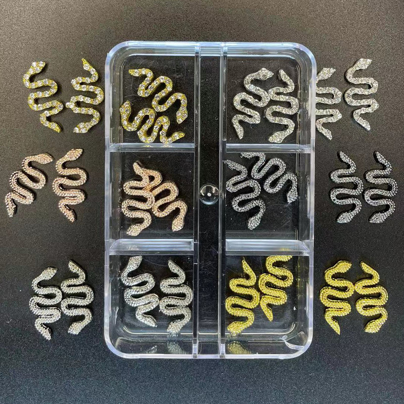 10/24/30kom Metalni zmijski šarm za nokte Nokti od legure Umetni kamenčići Luksuzni 3D dijelovi od legure Trešnje Ukrasi za manikuru Svjetlucavi dodaci