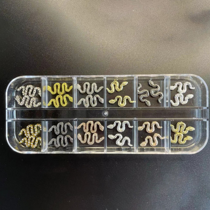 10/24/30kom Metalni zmijski šarm za nokte Nokti od legure Umetni kamenčići Luksuzni 3D dijelovi od legure Trešnje Ukrasi za manikuru Svjetlucavi dodaci