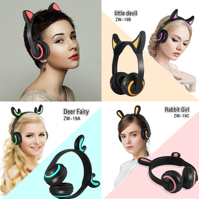ZW-19 căști pentru femei căști bluetooth wireless Cosplay ureche blitz Căprior zână iepure urechi de pisică căști hifi pentru cadou fete