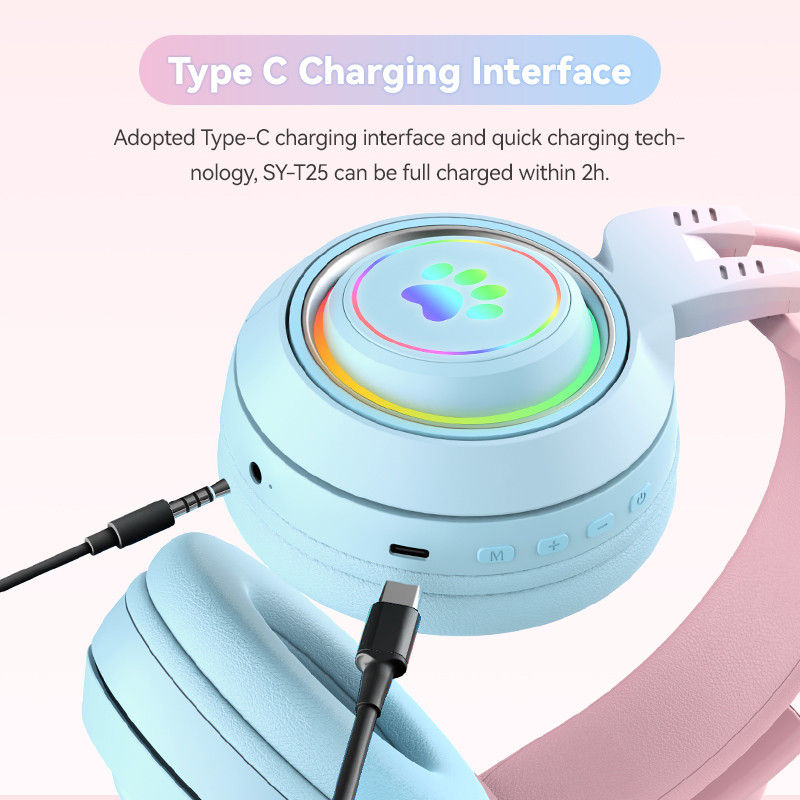 2023. gada Bluetooth austiņas Brieža ausis spēļu austiņas Spēlētājs ar mikrofonu datoram ar RGB gaismu draudzenei