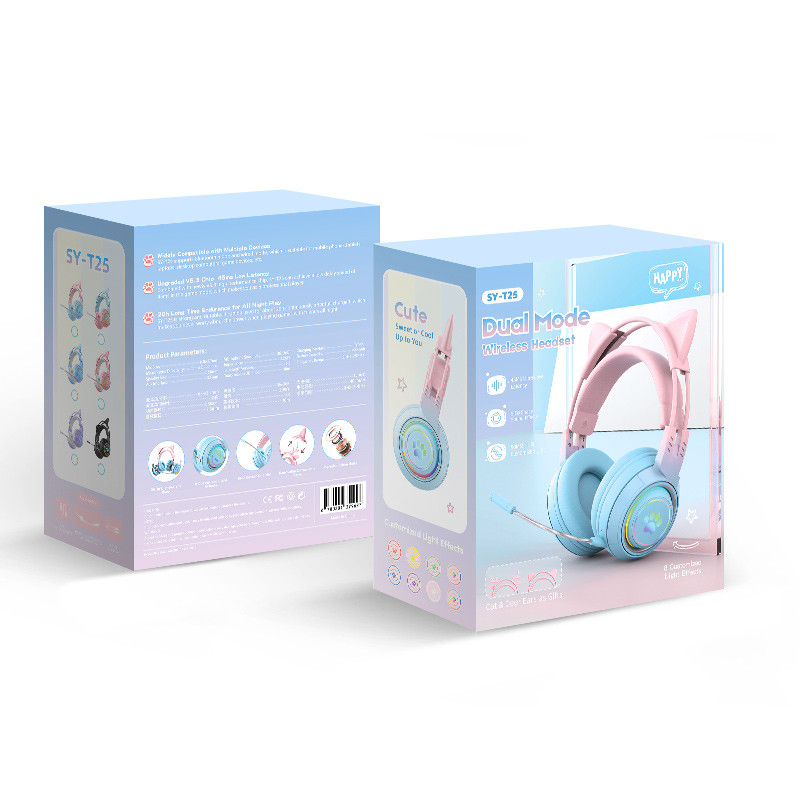 2023. gada Bluetooth austiņas Brieža ausis spēļu austiņas Spēlētājs ar mikrofonu datoram ar RGB gaismu draudzenei