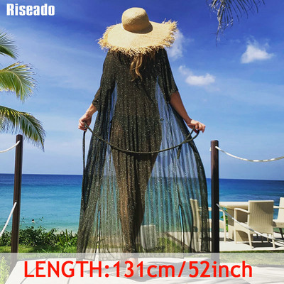 Riseado mrežasti kimono Ženski seksi bikini do pola rukava Prekrivena otvorena prednja tunika za plažu Prozirne ženske kupaće kostime Nova odjeća za plažu 2023.