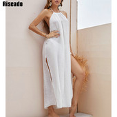 Riseado Solid Sarong Rochie de plajă Costume de baie Acoperă Costumul de baie Sexy cu două părți laterale Femei 2023 Costum de baie fără spate.
