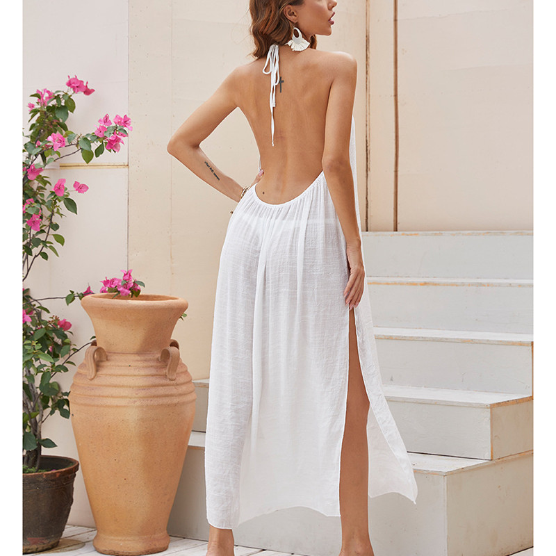 Riseado Solid Sarong Rochie de plajă Costume de baie Acoperă Costumul de baie Sexy cu două părți laterale Femei 2023 Costum de baie fără spate.