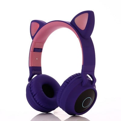 Παιδικά Bluetooth 5.0 Ακουστικά LED Φως Cat Ears Ασύρματο ακουστικό HIFI Stereo Bass ακουστικό για τηλέφωνα με μικρόφωνο