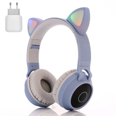 Παιδικά Bluetooth 5.0 Ακουστικά LED Φως Cat Ears Ασύρματο ακουστικό HIFI Stereo Bass ακουστικό για τηλέφωνα με μικρόφωνο