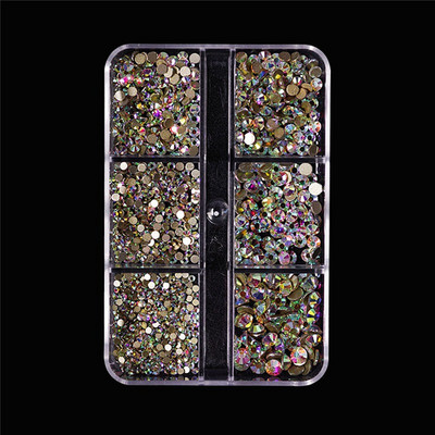 6 rešetki 3D bijeli akrilni cvjetni dijelovi za nokte Mješovite čelične perle privjesci Dizajn ukrasa za nokte DIY dodaci za kristalni nakit