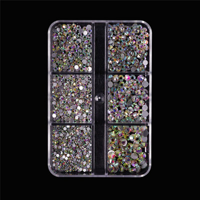 6 rešetki 3D bijeli akrilni cvjetni dijelovi za nokte Mješovite čelične perle privjesci Dizajn ukrasa za nokte DIY dodaci za kristalni nakit