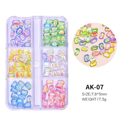 6 rešetki 3D bijeli akrilni cvjetni dijelovi za nokte Mješovite čelične perle privjesci Dizajn ukrasa za nokte DIY dodaci za kristalni nakit