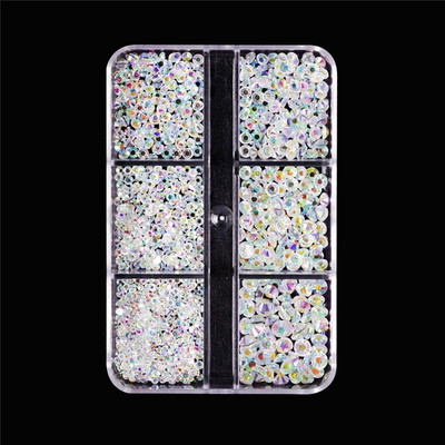 6 rešetki 3D bijeli akrilni cvjetni dijelovi za nokte Mješovite čelične perle privjesci Dizajn ukrasa za nokte DIY dodaci za kristalni nakit