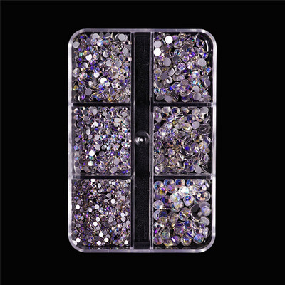 6 rešetki 3D bijeli akrilni cvjetni dijelovi za nokte Mješovite čelične perle privjesci Dizajn ukrasa za nokte DIY dodaci za kristalni nakit