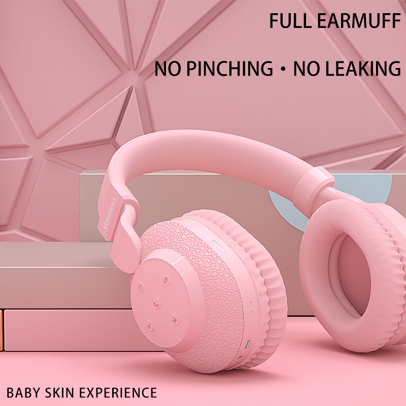 525 Ακουστικά bluetooth 2021 Νέο ακουστικό TF κάρτα ακουστικών Hifi gaming ακουστικά FM play Pink για κορίτσια γυναίκες