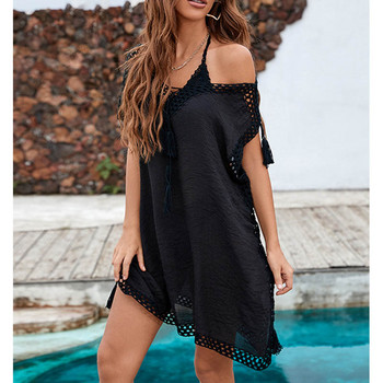 Riseado V λαιμόκοψη φόρεμα παραλίας Hollow Out Bikini Cover Up Sexy Beach Outing Tassel μαγιό 2023 Γυναικεία πλεκτά ρούχα παραλίας