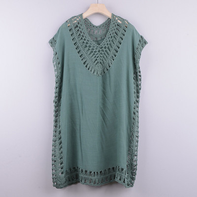 Riseado Rochie de plajă cu decolteu în V Bikini scobit acoperit Sexy Ieșire la plajă Costume de baie cu ciucuri 2023 Costume de baie Femei Imbracaminte de plajă tricotată