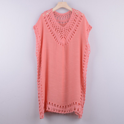 Riseado Rochie de plajă cu decolteu în V Bikini scobit acoperit Sexy Ieșire la plajă Costume de baie cu ciucuri 2023 Costume de baie Femei Imbracaminte de plajă tricotată