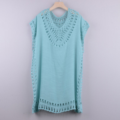 Riseado Rochie de plajă cu decolteu în V Bikini scobit acoperit Sexy Ieșire la plajă Costume de baie cu ciucuri 2023 Costume de baie Femei Imbracaminte de plajă tricotată