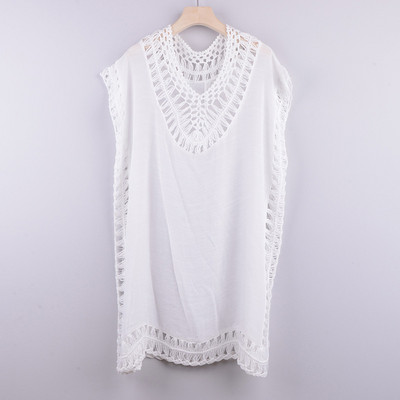 Riseado Rochie de plajă cu decolteu în V Bikini scobit acoperit Sexy Ieșire la plajă Costume de baie cu ciucuri 2023 Costume de baie Femei Imbracaminte de plajă tricotată