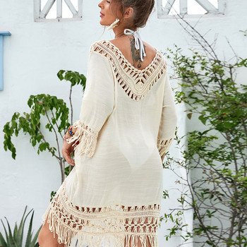 Riseado Crochet Cover-ups Φόρεμα παραλίας Σέξι ρούχα παραλίας για γυναίκες Φούντα μαγιό κάλυμμα για γυναικεία μαγιό 2023