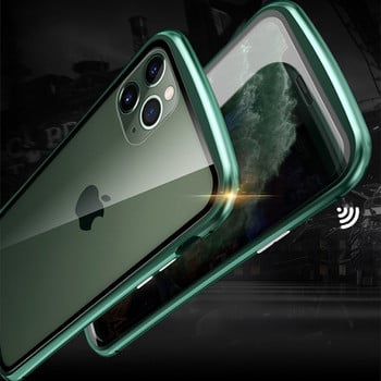 360 метален магнитен адсорбционен калъф за iPhone 14 13 12 11 Pro XS Max Двустранен стъклен калъф за iPhone 7 8 6 Plus X XR SE Cover