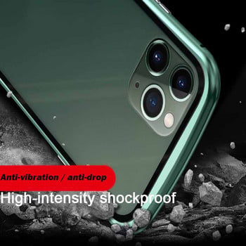 360 метален магнитен адсорбционен калъф за iPhone 14 13 12 11 Pro XS Max Двустранен стъклен калъф за iPhone 7 8 6 Plus X XR SE Cover