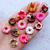 Kawaii 20db Nail Charms Kawaii Pink Cartoon Donut Ice Cream Bear/Candy/Nallipop kevert gyanta akril barkácsolás körömdíszítéshez