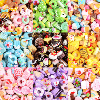 Kawaii 20бр. Талисмани за нокти Kawaii Pink Cartoon Donut Ice Cream Bear/Candy/Lollipop Mixed Resin Acrylic For DIY Nail Art Decoration
