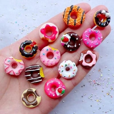 Kawaii 20 komada privjesaka za nokte Kawaii Pink Cartoon Donut Ice Cream Medvjed/Slatkiš/Lollipop Miješana smola Akril za DIY Nail Art Decoration