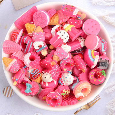 Kawaii 20db Nail Charms Kawaii Pink Cartoon Donut Ice Cream Bear/Candy/Nallipop kevert gyanta akril barkácsolás körömdíszítéshez