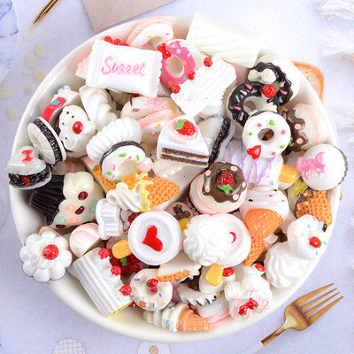 Kawaii 20db Nail Charms Kawaii Pink Cartoon Donut Ice Cream Bear/Candy/Nallipop kevert gyanta akril barkácsolás körömdíszítéshez