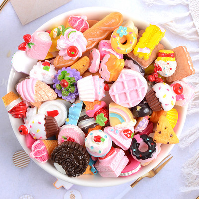 Kawaii 20db Nail Charms Kawaii Pink Cartoon Donut Ice Cream Bear/Candy/Nallipop kevert gyanta akril barkácsolás körömdíszítéshez