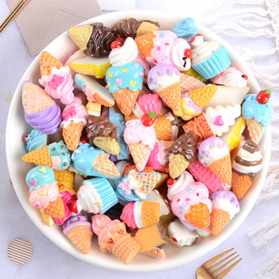 Kawaii 20db Nail Charms Kawaii Pink Cartoon Donut Ice Cream Bear/Candy/Nallipop kevert gyanta akril barkácsolás körömdíszítéshez
