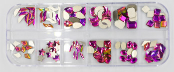 12 Решетка 120 бр. Смесени размери Цветове Стъклен кристал AB кристален камък Прозрачен плосък 3D блясък Декорации за изкуство за нокти със стрази