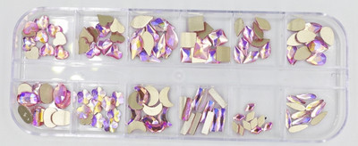 12 rešetki 120 komada različitih veličina boja stakleni kristal AB kamenčić prozirni ravni 3D svjetlucavi ukrasi za nokte sa kamenčićima