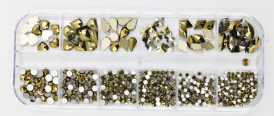 12 rešetki 120 komada različitih veličina boja stakleni kristal AB kamenčić prozirni ravni 3D svjetlucavi ukrasi za nokte sa kamenčićima