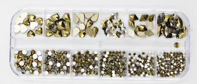 12 rešetki 120 komada različitih veličina boja stakleni kristal AB kamenčić prozirni ravni 3D svjetlucavi ukrasi za nokte sa kamenčićima