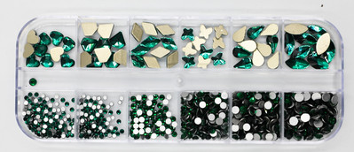 12 rešetki 120 komada različitih veličina boja stakleni kristal AB kamenčić prozirni ravni 3D svjetlucavi ukrasi za nokte sa kamenčićima