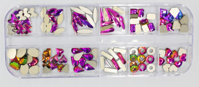 12 rešetki 120 komada različitih veličina boja stakleni kristal AB kamenčić prozirni ravni 3D svjetlucavi ukrasi za nokte sa kamenčićima