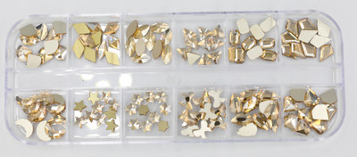 12 rešetki 120 komada različitih veličina boja stakleni kristal AB kamenčić prozirni ravni 3D svjetlucavi ukrasi za nokte sa kamenčićima