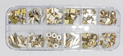 12 rešetki 120 komada različitih veličina boja stakleni kristal AB kamenčić prozirni ravni 3D svjetlucavi ukrasi za nokte sa kamenčićima