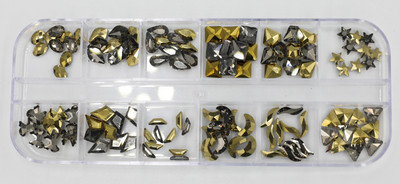 12 rešetki 120 komada različitih veličina boja stakleni kristal AB kamenčić prozirni ravni 3D svjetlucavi ukrasi za nokte sa kamenčićima